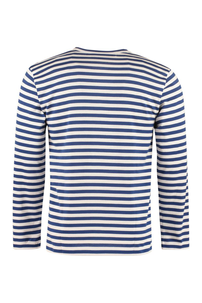 Shop Comme Des Garçons Play Striped Cotton T-shirt In Multicolor