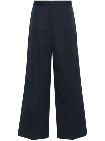 Shop Fabiana Filippi Wide Leg Cotton Trousers In Blue