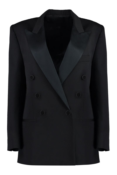 Shop Isabel Marant Peagan Double-breasted Wool Blazer In Black