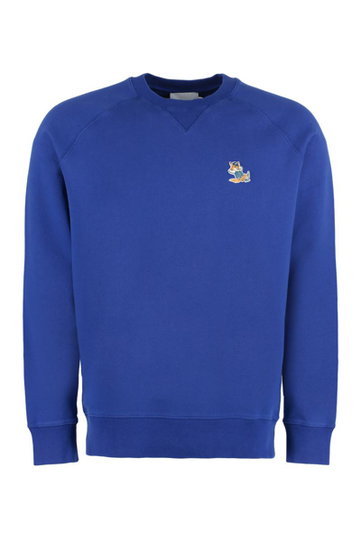 Shop Maison Kitsuné Cotton Crew-neck Sweatshirt In Blue