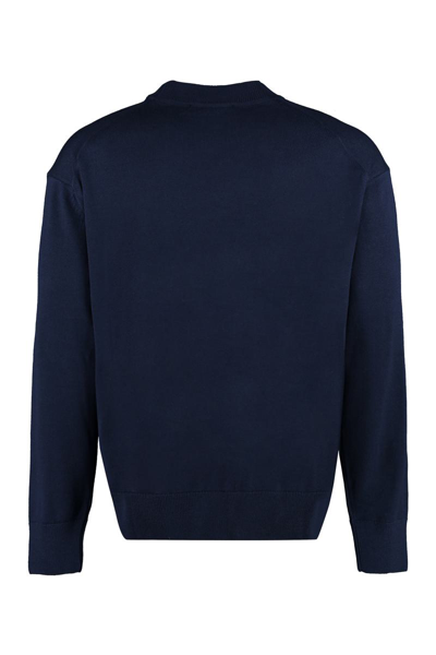 Shop Maison Kitsuné Crew-neck Wool Sweater In Blue