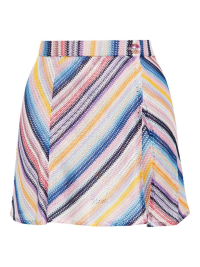 Shop Missoni Striped Mini Skirt In Blue