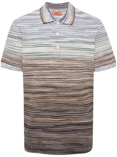 Shop Missoni Tie-dye Print Cotton Polo Shirt In Brown
