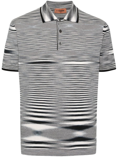 Shop Missoni Tie-dye Print Cotton Polo Shirt In Black