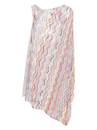 Shop Missoni Zigzag Pattern Short Cover-up In Red
