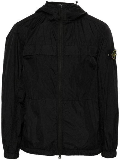 Shop Stone Island Lightweight Nylon Jacket In Black