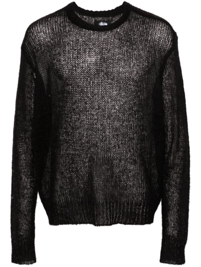 Shop Stussy Stüssy Logo Wool Blend Sweater In Black