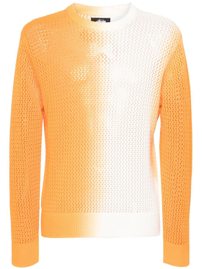 Shop Stussy Stüssy Tie-dye Print Cotton Sweater In Orange