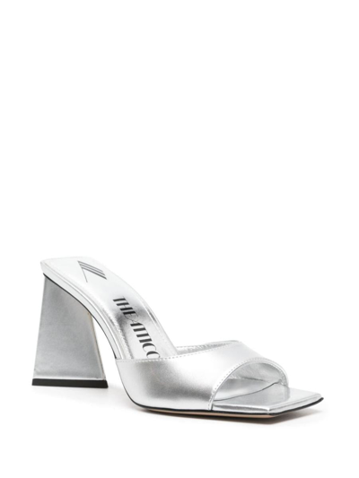Shop Attico The  Mini Devon Heel Mules In Silver