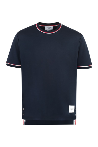 Shop Thom Browne Cotton Crew-neck T-shirt In Blue