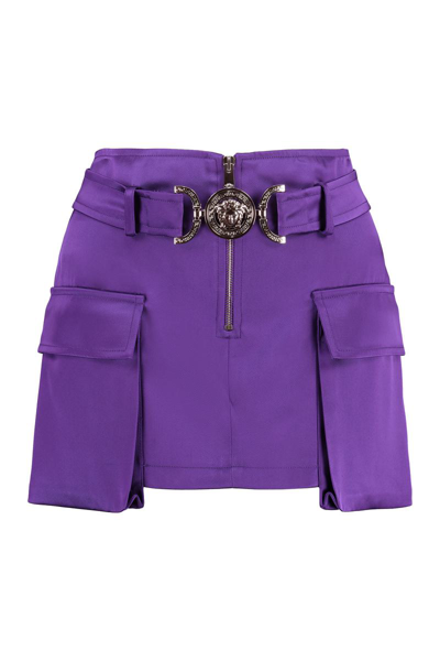 Shop Versace Cargo Mini Skirt In Purple