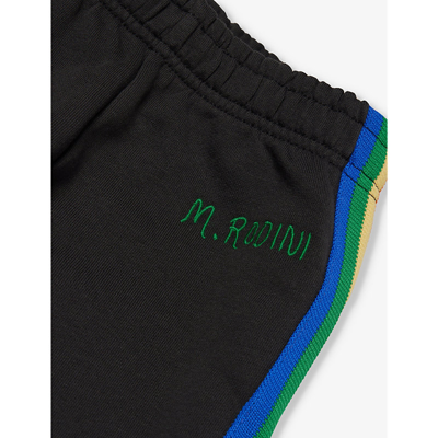Shop Mini Rodini Brand-embroidered Tapered-leg Cotton-jersey Jogging Bottoms 18 Months-11 Years In Black