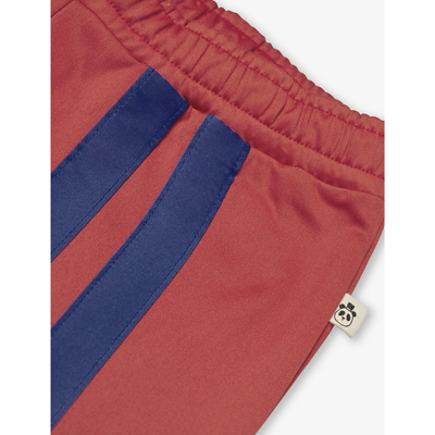 Shop Mini Rodini Boys Red Kids Contrast-panel Straight-leg Woven Trousers 18 Months-11 Years