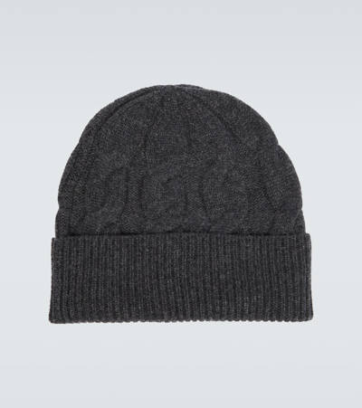 Shop Le Kasha Abobo Cable-knit Cashmere Beanie In Grey