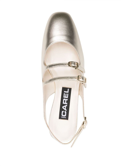Shop Carel Paris Peche Metallic Leather Slingback Ballet Flats In Grey