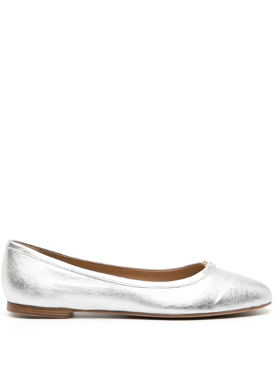 Chloé Marcie Metallic Leather Ballerina Flats In Silver