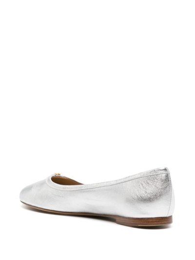 Chloé Marcie Metallic Leather Ballerina Flats In Silver