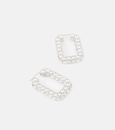 Amina Muaddi Charlotte Embellished Hoop Earrings In Metallic