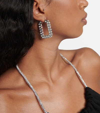 Amina Muaddi Charlotte Embellished Hoop Earrings In Metallic