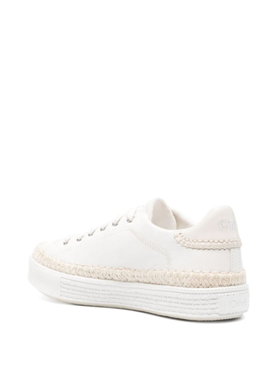 Shop Chloé Telma Leather Sneakers In White