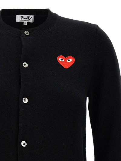 Shop Comme Des Garçons Play 'red Heart' Cardigan In Black