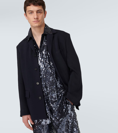 Shop Dries Van Noten Single-breasted Blazer In Blue