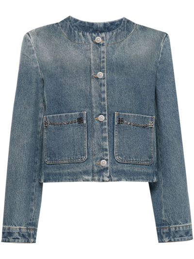 Shop Givenchy Denim Cotton Jacket In Clear Blue