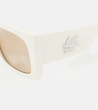 Shop Etro Screen Rectangular Sunglasses In White