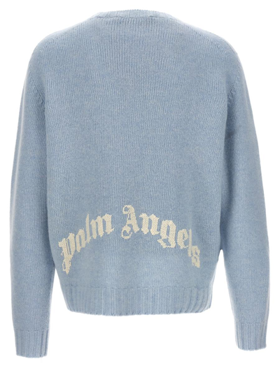Shop Palm Angels 'curved Logo' Sweater In Blue