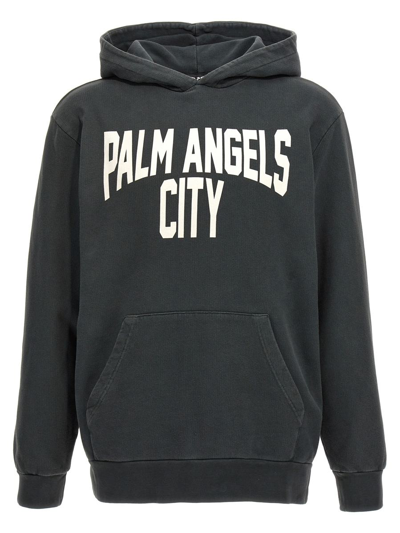 Shop Palm Angels 'pa City' Hoodie In Gray