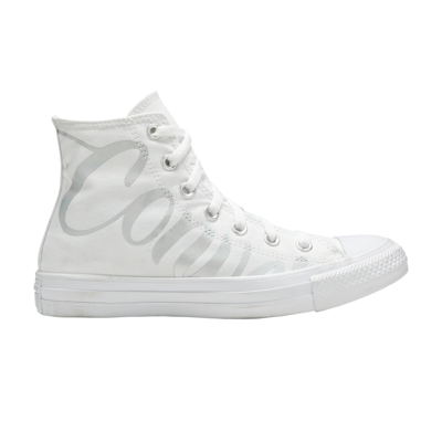 Pre-owned Converse Wmns Chuck Taylor All Star High 'metallic Script Logo - White'