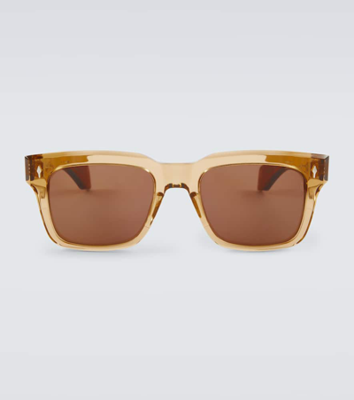 Shop Jacques Marie Mage Torino Rectangular Sunglasses In Brown