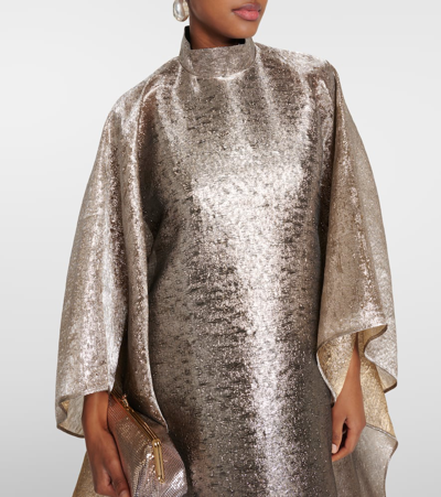 Shop Taller Marmo Mirage Belted Sheer Wool-blend Kaftan In Gold