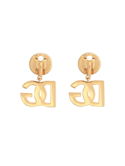 Shop Dolce & Gabbana Dg Logo Earrings In Gold