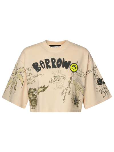 Shop Barrow Beige Cotton T-shirt In Avorio