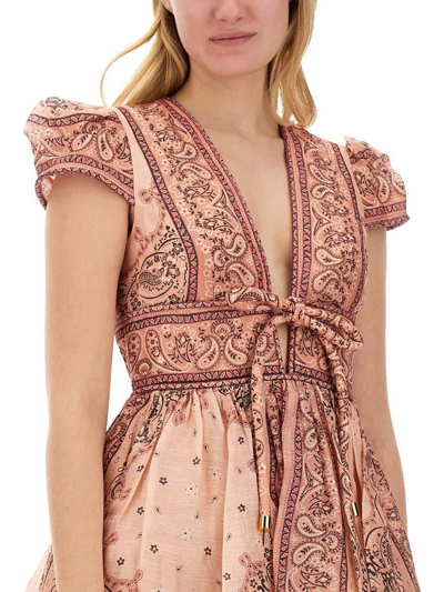 Shop Zimmermann V-neck Dress In Pink