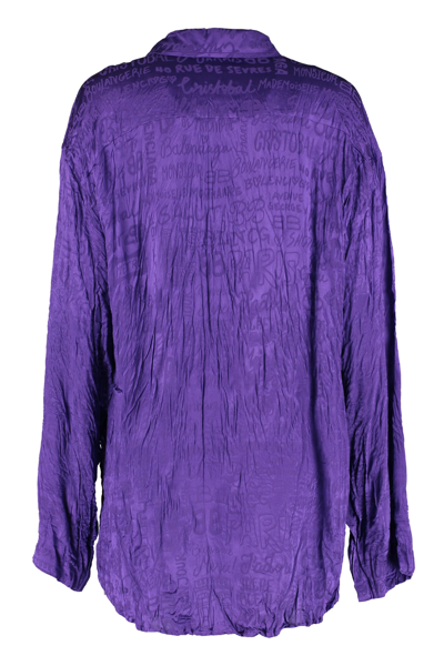 Shop Balenciaga Printed Silk Shirt In Purple