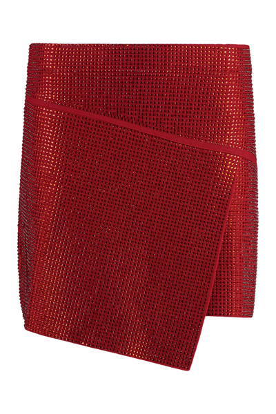 Shop Andreädamo Asymmetric Miniskirt In Red