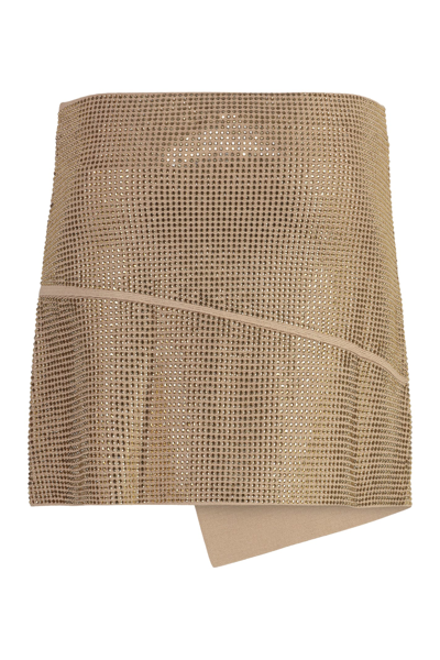 Shop Andreädamo Asymmetric Miniskirt In Gold