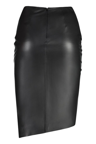 Shop Andreädamo Leather Skirt In Black
