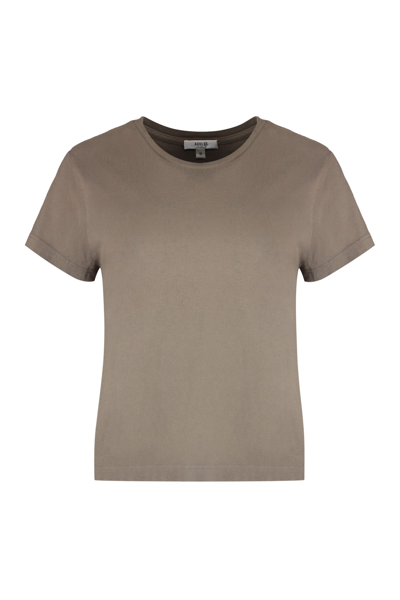 Shop Agolde Cotton Crew-neck T-shirt In Taupe