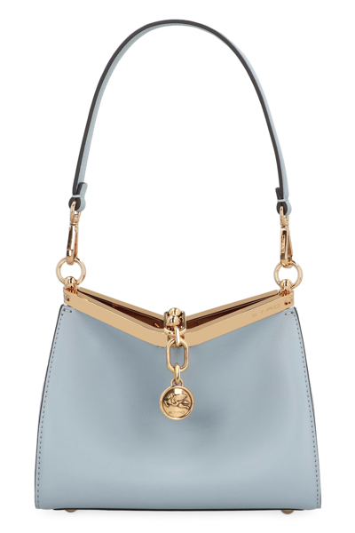 Shop Etro Vela Mini Leather Shoulder Bag In Light Blue