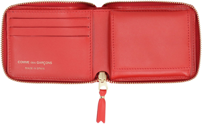 Comme Des Garçons Dot Printed Leather Zip Around Wallet In Red