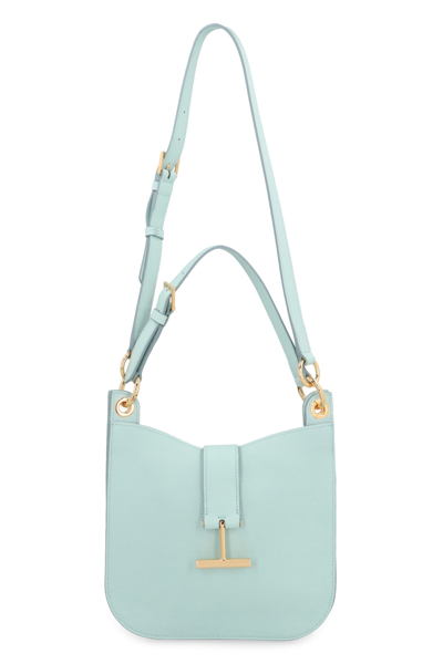 Shop Tom Ford Tara Leather Crossbody Bag In Light Blue