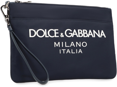 Shop Dolce & Gabbana Nylon Pouch In Blue