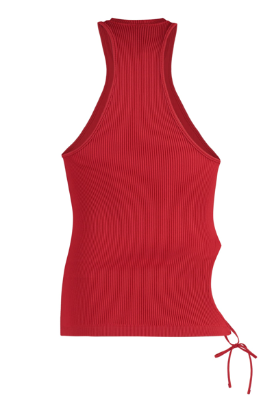 Shop Andreädamo Ribbed Tank Top In Red