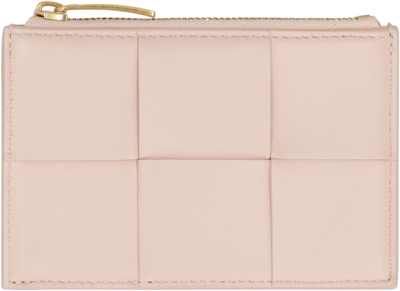 Shop Bottega Veneta Leather Card Holder In Pink