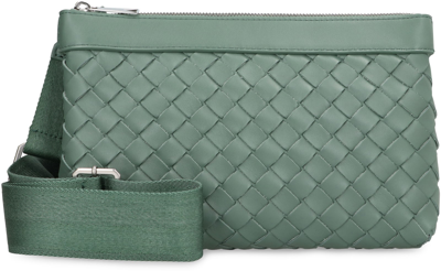 Shop Bottega Veneta Intrecciato Duo Crossbody Bag In Green