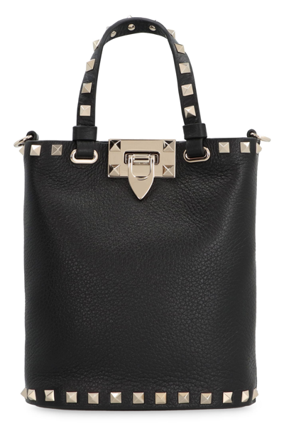 Shop Valentino Garavani - Rockstud Leather Bag In Black