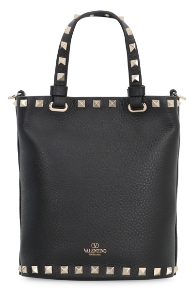 Shop Valentino Garavani - Rockstud Leather Bag In Black